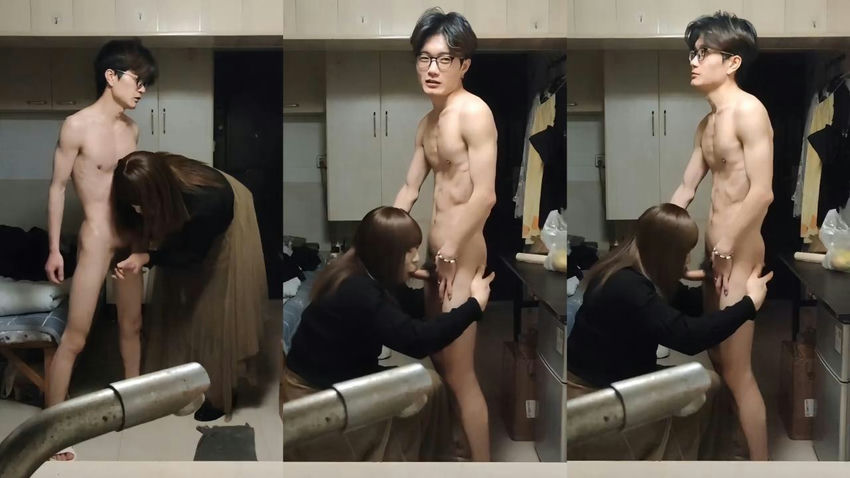 Sister Hong sucks the cock of a hot handsome guy